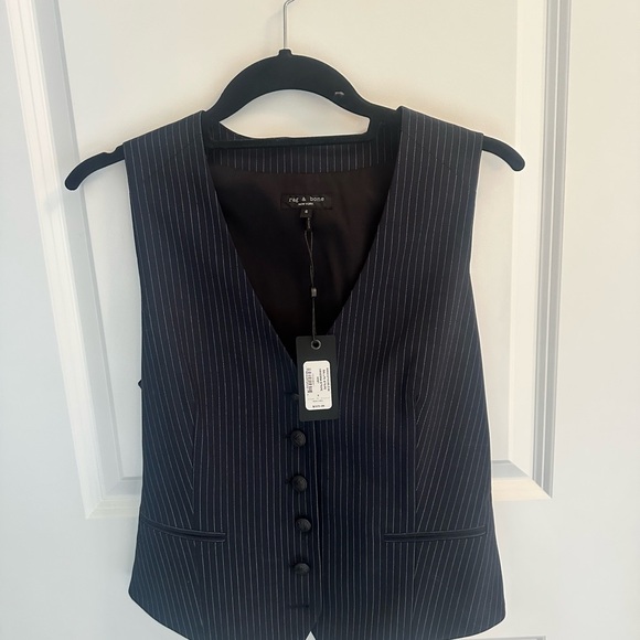 rag & bone Tops - rag & bone Navy Pinstripe Vest Top